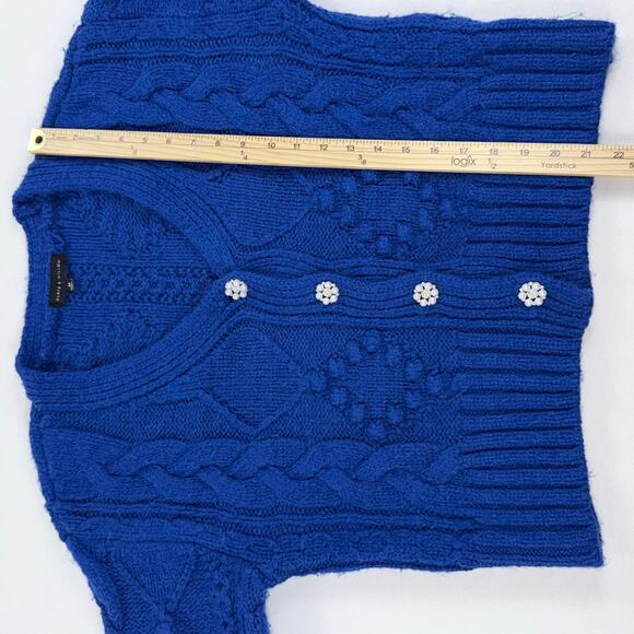 Slate & Willow Women's Bobble Chunky Knit Cardigan Sweater Medium Blue - Picture 14 of 15